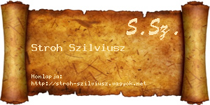 Stroh Szilviusz névjegykártya